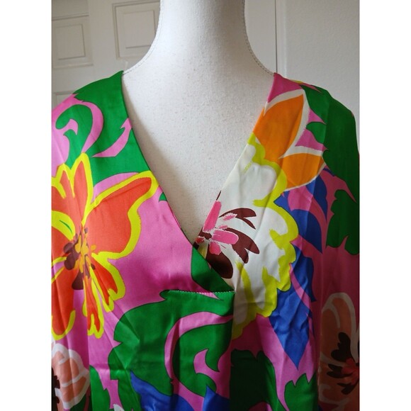 Entro Women’s Blouse  Oversized Colorful V-neck Size Medium Summer Casual - Picture 11 of 13